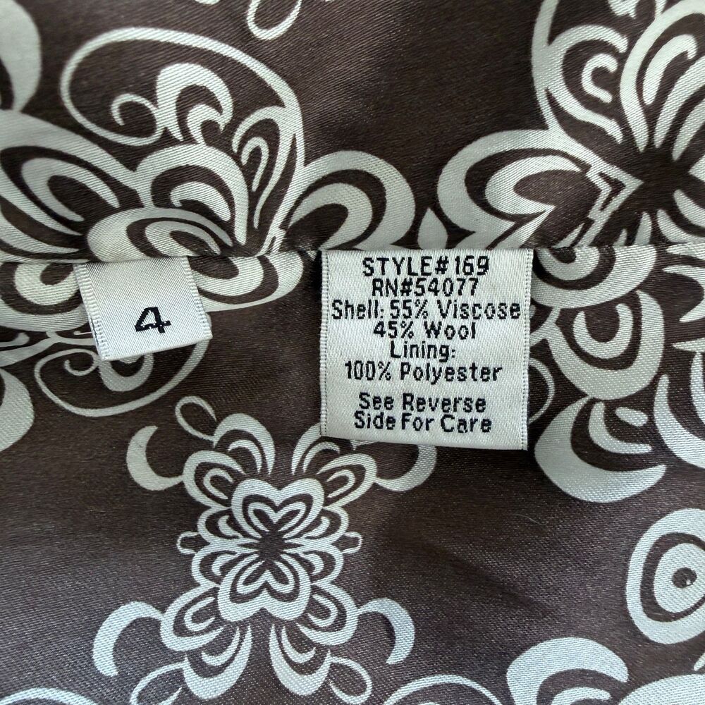 CAbI 169 Shakespeare Gray Black Tweed Wool Blend Dark Academia Swing Coat Sz 4 - Picture 6 of 10